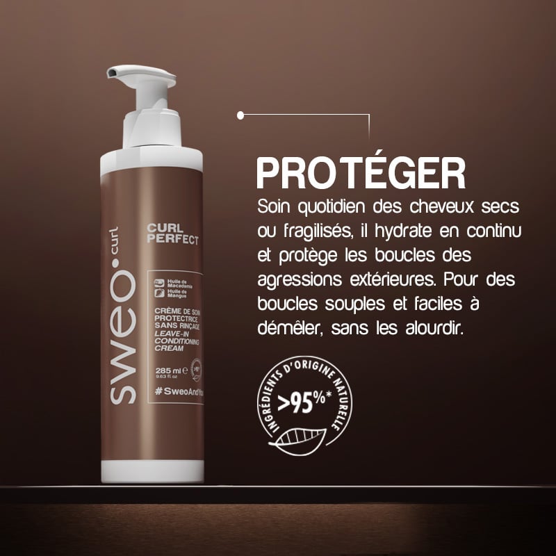 Crème de Soin Protectrice Sans Rinçage Curl Perfect 285ml Sweo Curl